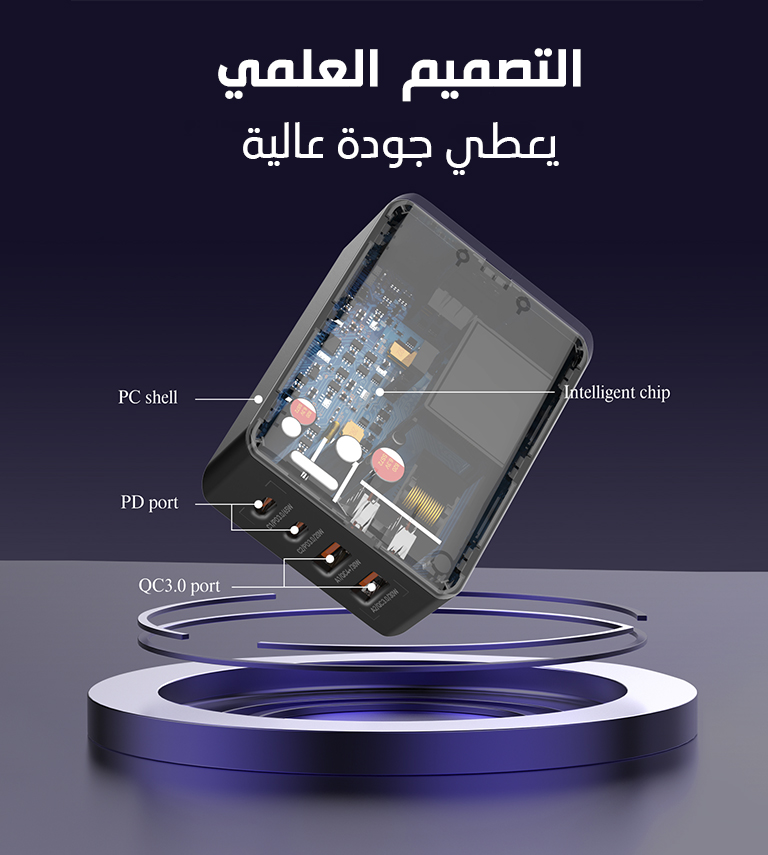 محطة شحن مكتبي فائف السرعة من لدينو A4808Q 65W