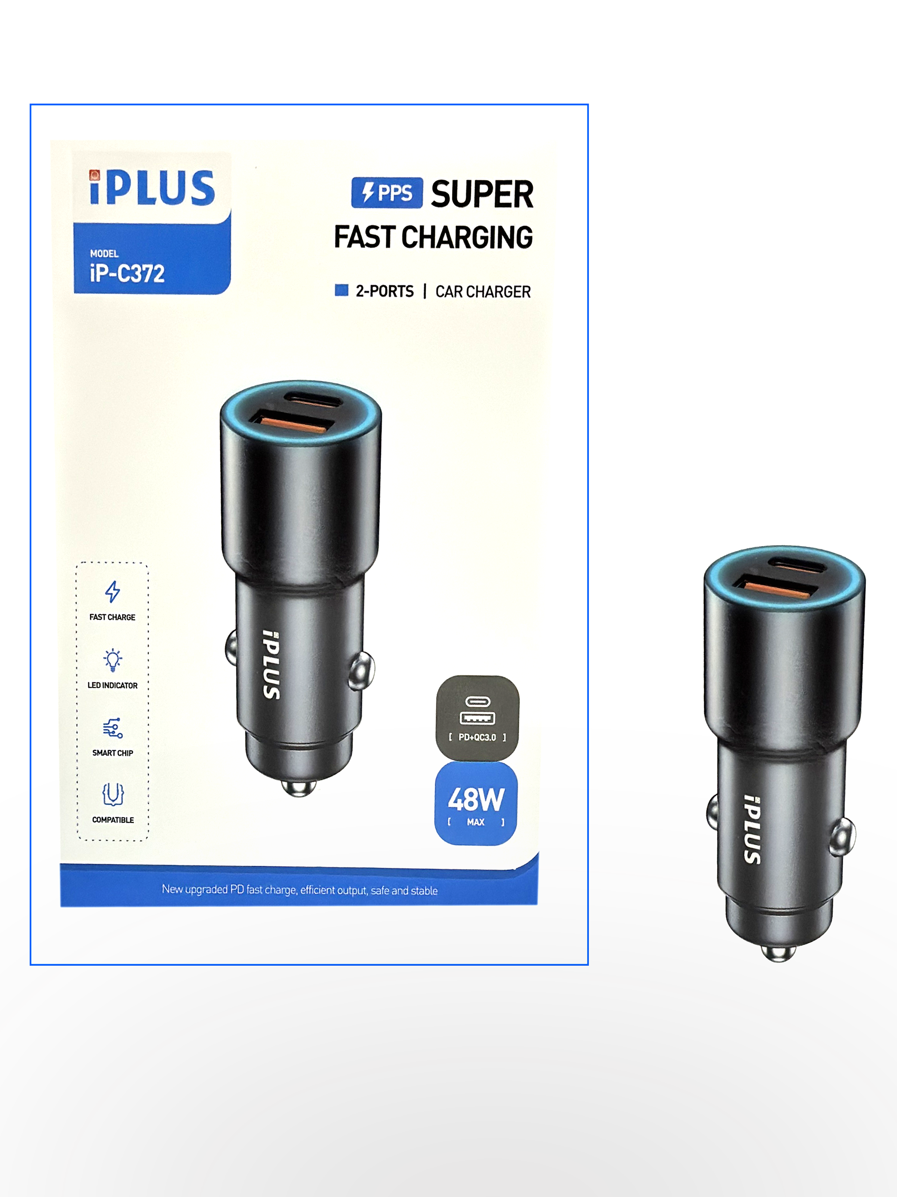 شاحن سيارة PD بقوة 48 واط iplus C372 