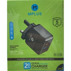 شاحن بيت مدخلين usb  من mPLUS