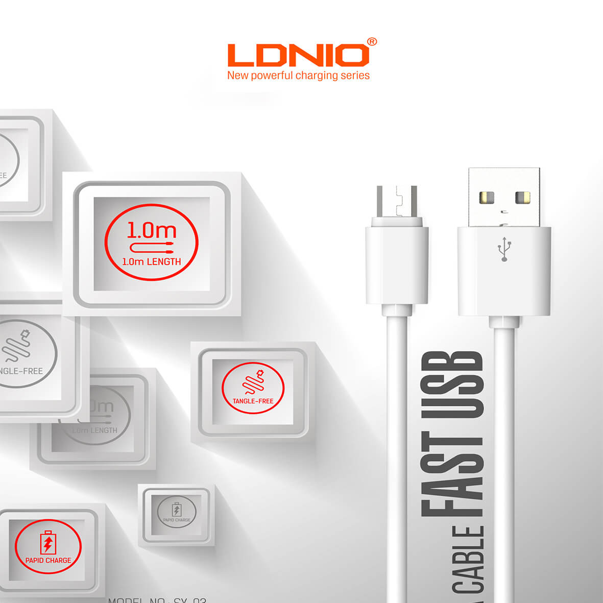 LDNIO SY-03 كيبل مايكرو USB سريع الشحن